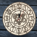 Універсальний настінний годинник з дерева зі шестернями - image-0